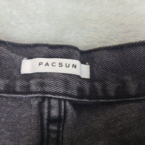 Pac Sun Jeans Women Size 26x26 Black Straight Distressed High Rise Button Fly - Picture 4 of 9